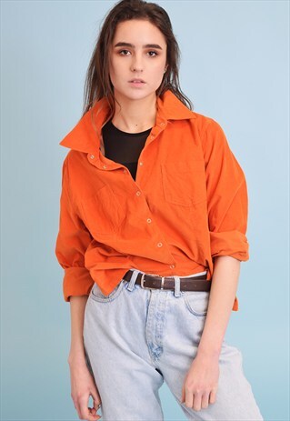 90'S RETRO CORDUROY BEIGE NEUTRAL OVERSIZED SHIRT TOP