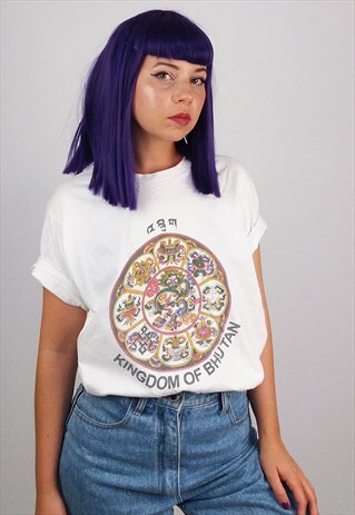 VINTAGE BHUTAN PRINT UNISEX RETRO T-SHIRT