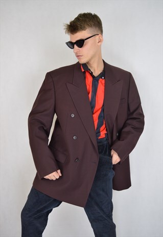 VINTAGE OVERSIZE MAROON RAVE BLAZER
