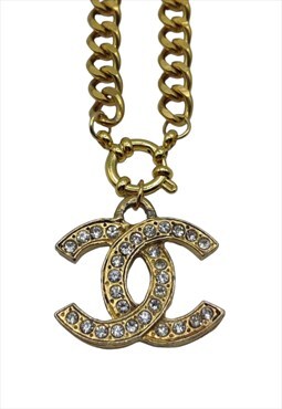 Authentic Chanel Charm Reworked, CC Logo, Golden with strass