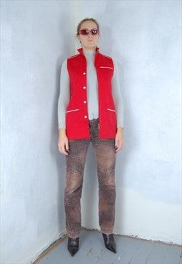 Vintage y2k long festival suit unisex waistcoat bright red