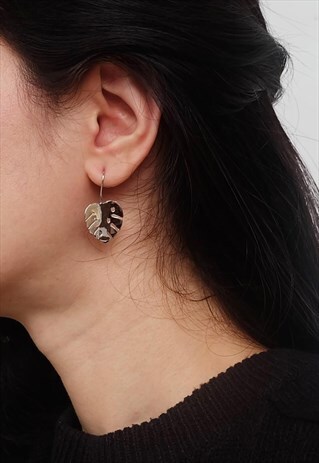 MONSTERA LEAF STERLING SILVER EARRING