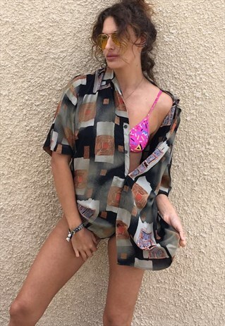 PATTERNED OVERSIZED RETRO VINTAGE UNISEX FESTIVAL SHIRT