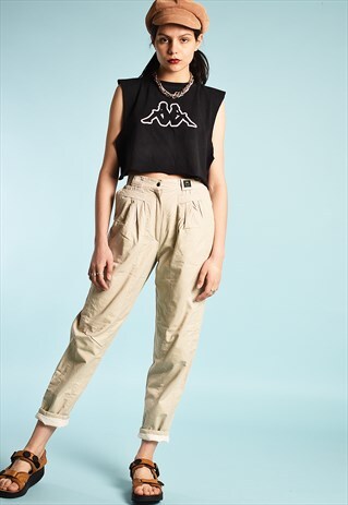 90'S RETRO NEUTRAL HIGH WAIST SAFARI TROUSERS