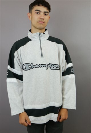 CHAMPION SWEATSHIRT 1/4 ZIP WITH SPELL OUT LOGO