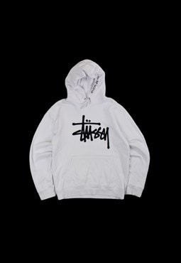 Vintage 00s Stussy Embroidered Logo Hoodie in White