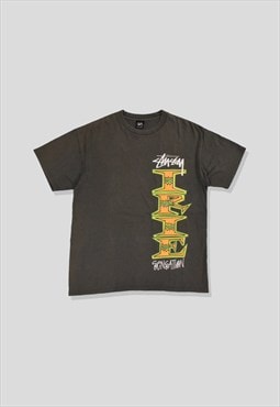 Vintage 00s Stussy Graphic Spellout Logo T-Shirt in Black