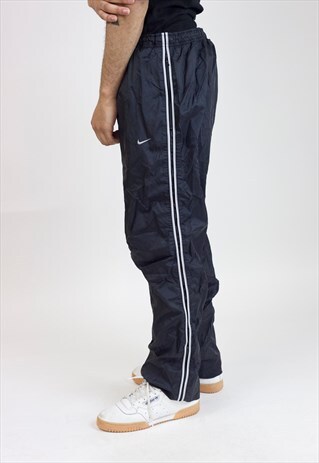 VINTAGE 90'S NIKE BLACK SHELL TRACKSUIT BOTTOMS