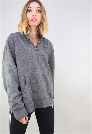 VINTAGE RETRO OVERSIZED GREY 1/4 SWEATSHIRT
