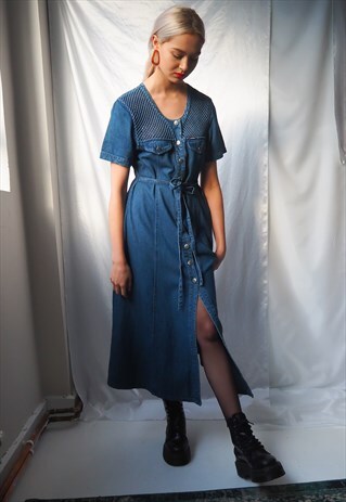 VINTAGE DENIM BUTTON UP DRESS