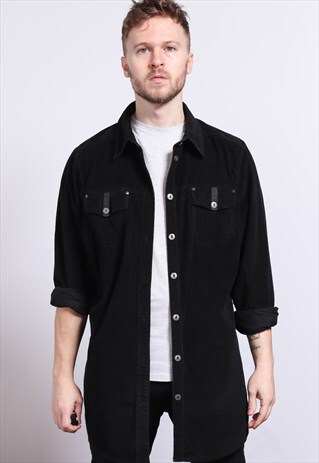 VINTAGE CORDUROY CORD SHIRT BLACK