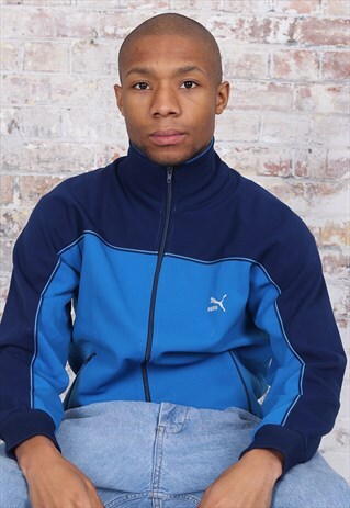 VINTAGE PUMA LOGO TRACK JACKET BLUE