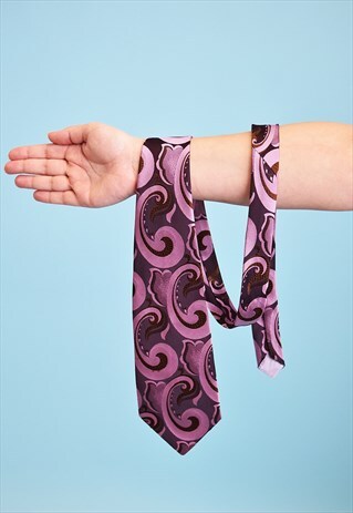 VINTAGE 70'S RETRO TAPESTRY WOVEN MOD PATTERN TIE