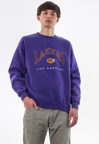 VINTAGE LEE LAKERS LOS ANGELES NBA CREW NECK 90S PURPLE