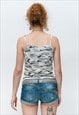 VINTAGE Y2K COOL CAMOUFLAGE STRAPPY TANK TOP IN GREY TONES