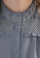 VINTAGE 70'S JOUTSELA GREY MIDI LONG SLEEVED DRESS