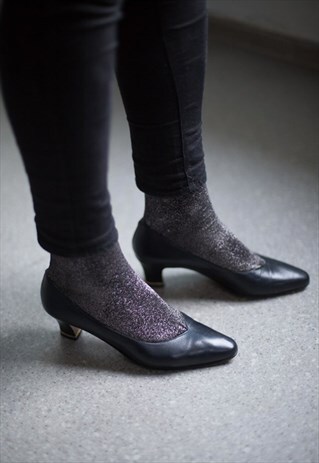 VINTAGE 80'S NAVY MID-HEELED SHOES