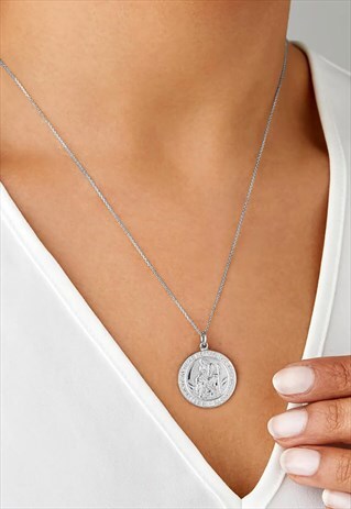 Women's 22" Saint Christopher Pendant Necklace - Silver