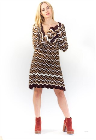 VINTAGE KNITTED DEPP V DRESS