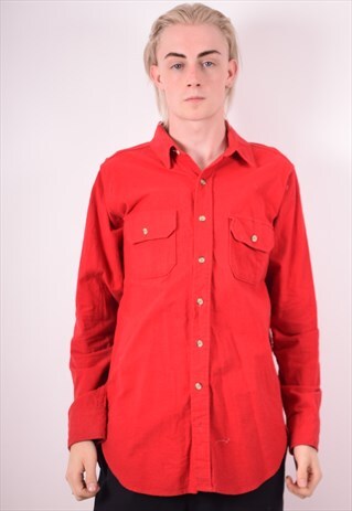 WOOLRICH MENS VINTAGE FLANNEL SHIRT MEDIUM RED 90S