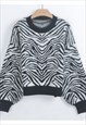 Soft knit Zebra print Jumper in black