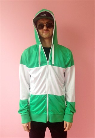 AMAZING LONG HOODIE IN WHITE AND GREEN COLOUR