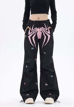 Spider joggers Gothic patchwork pants cyber punk trousers