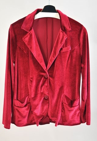 VINTAGE 00S VELVET JACKET IN MAROON