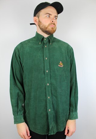 VINTAGE FORREST GREEN CORDUROY SHIRT SIZE MEDIUM