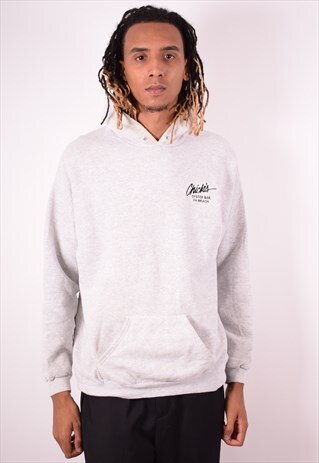 LEE MENS VINTAGE HOODIE JUMPER LARGE GREY 90S
