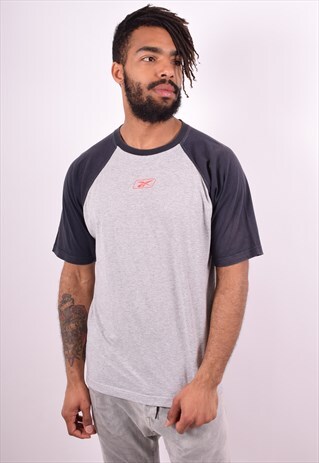 REEBOK MENS VINTAGE T-SHIRT TOP MEDIUM GREY 90S