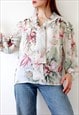 PATTERNED VINTAGE BLOUSE OVERSIZED PUFFY SLEEVES 80S FLORAL 