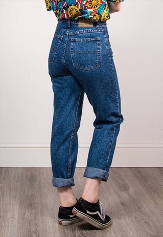 90'S VINTAGE DARK BLUE HIGH WAIST MOM JEANS