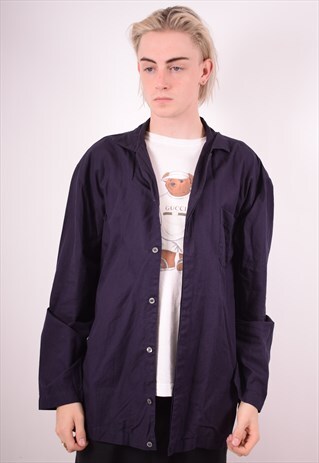VALENTINO MENS VINTAGE SHIRT LARGE NAVY BLUE 90S