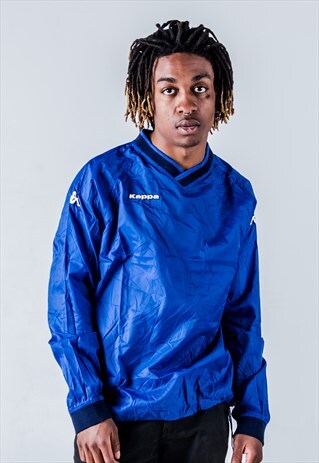 VINTAGE 90S KAPPA WARM-UP PULLOVER IN BLUE