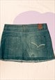 VINTAGE DENIM SKIRT Y2K LOW RISE MINI IN STONEWASHED BLUE