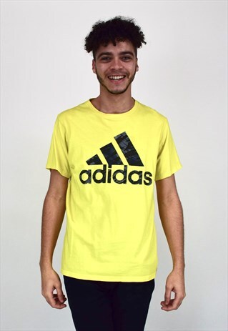 VINTAGE 90'S ADIDAS YELLOW T-SHIRT WITH BLACK LOGO