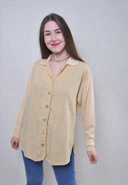90s oversized blouse, vintage button up loose blouse, Size M