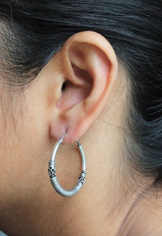 STERLING SILVER EVENING HOOP EARRINGS
