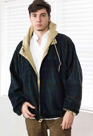 VINTAGE NAUTICA REVERSIBLE FLEECE JACKET LOGO 90S L 38.1
