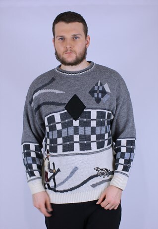 ITALIAN VINTAGE SWEATER JUMPER RARE BIG LOGO