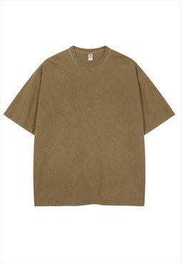 Camel Plain Washed T shirt tee Y2k Unisex