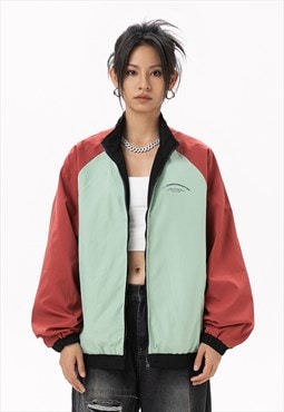 Raglan varsity jacket reversible college bomber in green