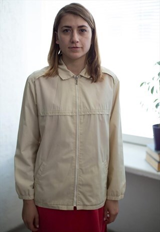 VINTAGE 90'S CREAM ZIP UP JACKET