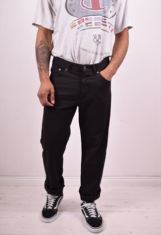 MOSCHINO MENS VINTAGE TROUSERS W34 L31 BLACK 90S