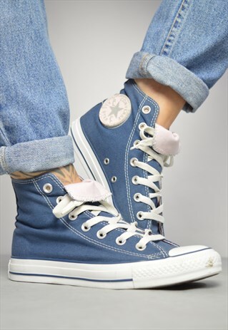 VINTAGE 90S CONVERSE NAVY & PINK HI-TOPS GRUNGE FESTIVAL