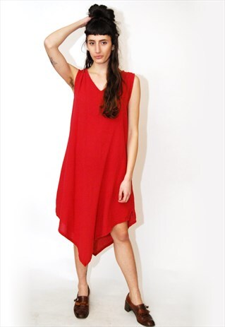TUNIC DRESS VINTAGE 90S ASYMMETRIC WOVEN SUNDRESS ETHNIC