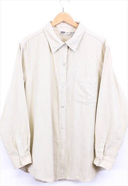 Vintage Corduroy Shirt Cream Long Sleeve Button Up Cord 
