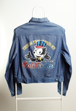Vintage Felix the Cat Denim Print Jacket Navy