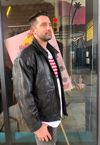 GENUINE LEATHER 80S STYLE DROP SHOULDER BOMBER JACKET